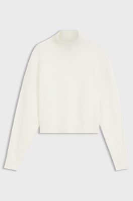 Relaxed-fit sweater with mock neckline, Natural