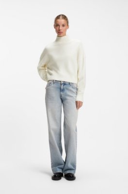 Hugo Relaxed-fit sweater with mock neckline stickade tröjor dam – bild 2