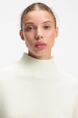 Hugo Relaxed-fit sweater with mock neckline stickade tröjor dam – bild 3