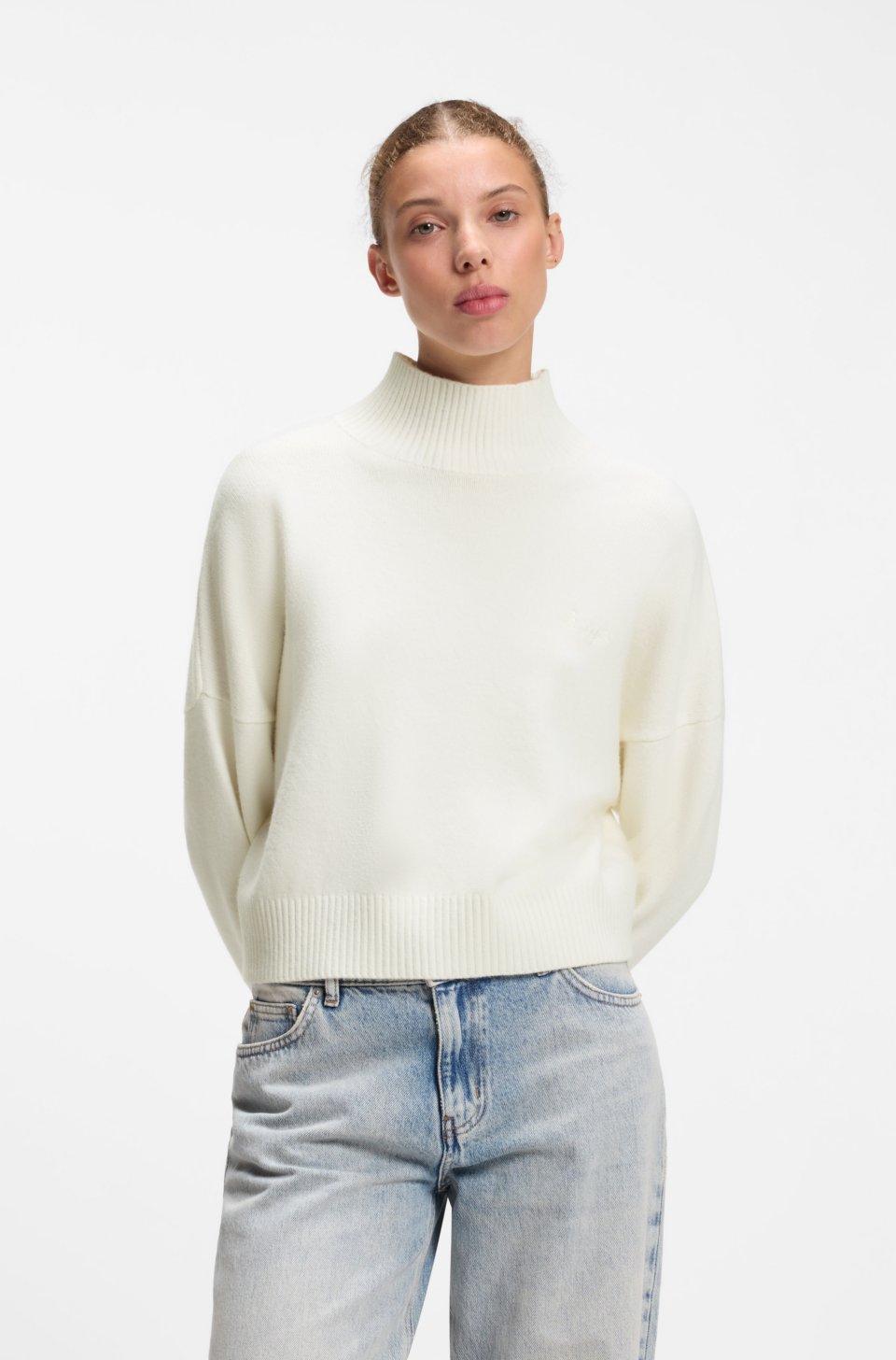 Relaxed-fit sweater with mock neckline