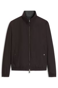 Reversible blouson jacket in water-repellent fabric, Dark Brown