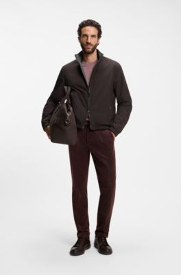 Reversible blouson jacket in water-repellent fabric, Dark Brown