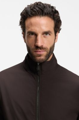 Reversible blouson jacket in water-repellent fabric, Dark Brown