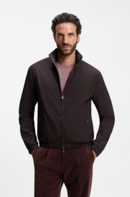 Reversible blouson jacket in water-repellent fabric, Dark Brown