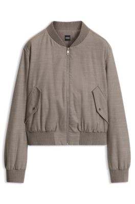 Relaxed-fit zip-up jacket in melange flannel, Brown