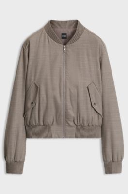 Relaxed-fit zip-up jacket in melange flannel, Brown