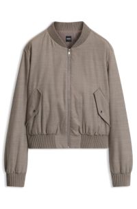 Relaxed-fit zip-up jacket in melange flannel, Brown