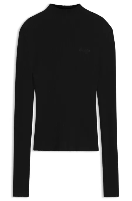 Pull Slim côtelé à col cheminée