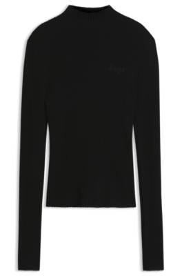 Hugo Slim-fit ribbed sweater with mock neckline stickade tröjor dam – bild 4