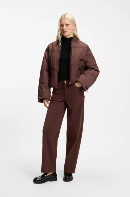 Slim-fit ribbed sweater with mock neckline