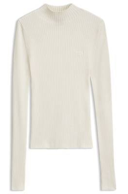 Hugo Slim-fit ribbed sweater with mock neckline stickade tröjor dam – bild 4