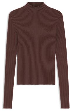 Slim-fit geribde trui met hoge hals