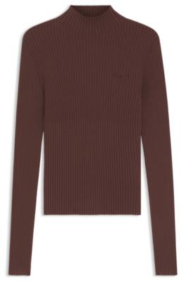 Hugo Slim-fit ribbed sweater with mock neckline stickade tröjor dam – bild 4