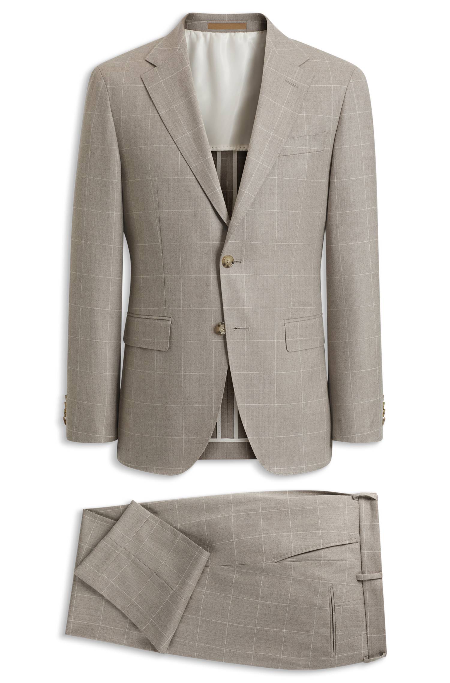 Boss Two-piece slim-fit suit in checked Italian wool kostymer herr – bild 4