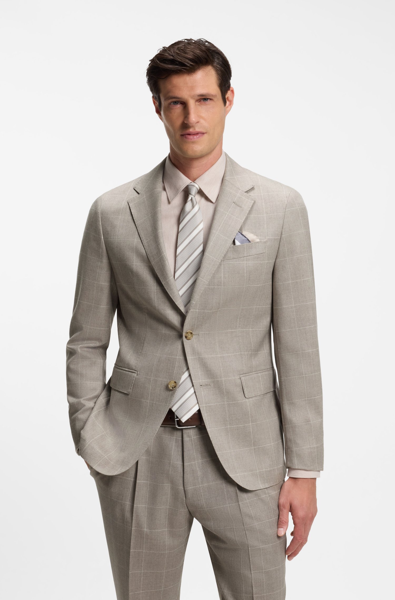 Boss Two-piece slim-fit suit in checked Italian wool kostymer herr – bild 2