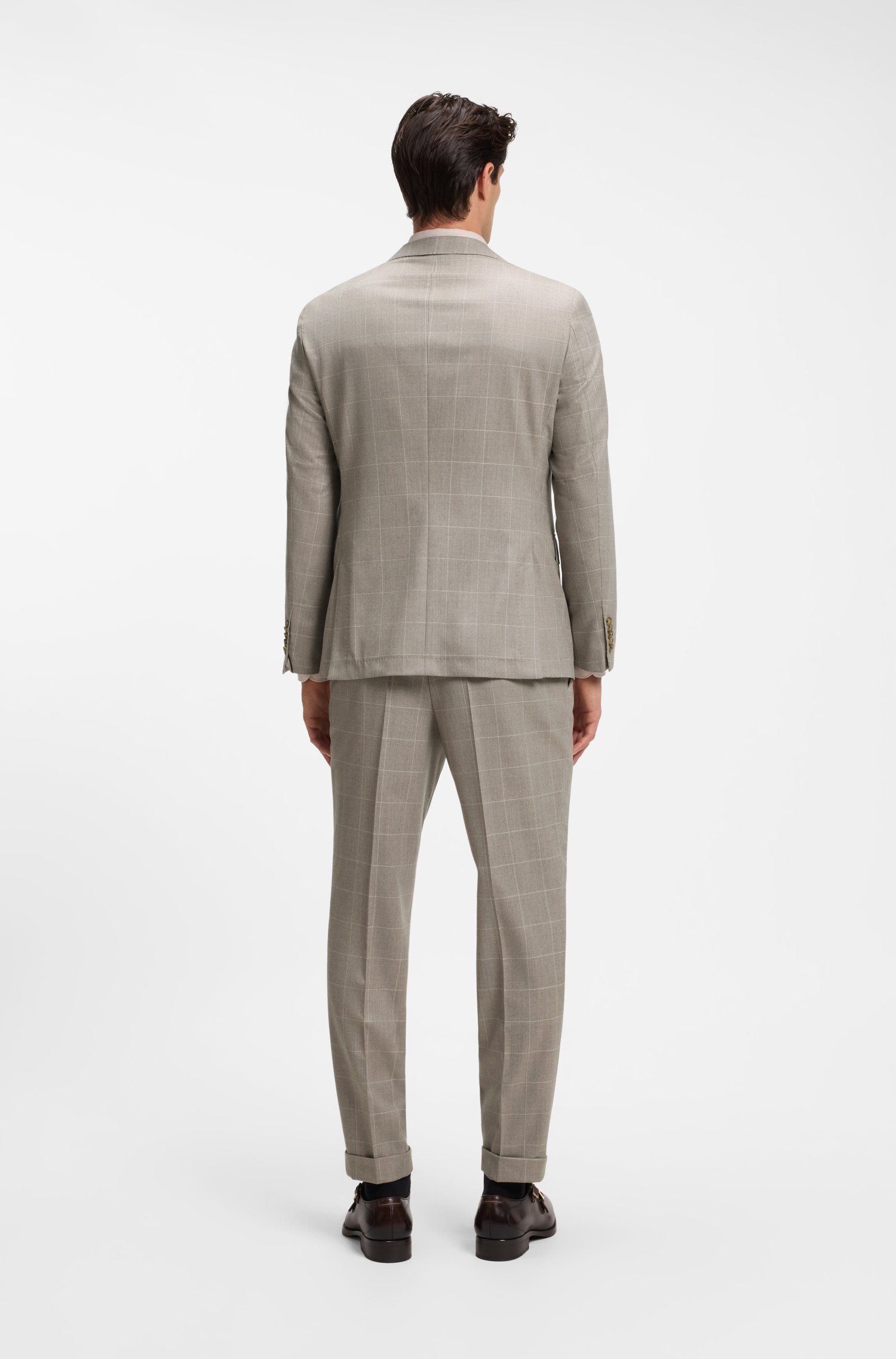 Boss Two-piece slim-fit suit in checked Italian wool kostymer herr – bild 3