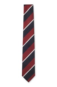 Silk-blend tie with diagonal stripes, Black / Red