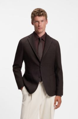 Silk-blend tie with jacquard-woven pattern, Dark Brown