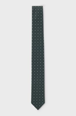 Silk-blend tie with jacquard-woven pattern, Dark Green