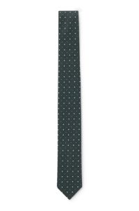 Silk-blend tie with jacquard-woven pattern, Dark Green