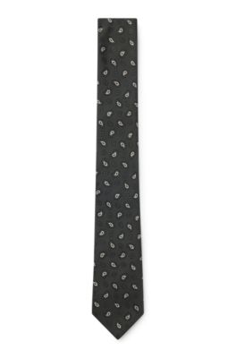 Silk-blend tie with a micro-pattern jacquard, Dark Grey
