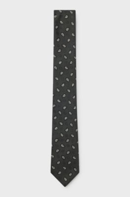 Silk-blend tie with a micro-pattern jacquard, Dark Grey