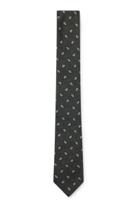 Silk-blend tie with a micro-pattern jacquard, Dark Grey