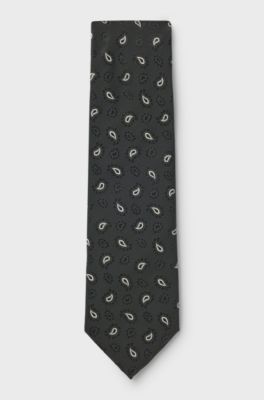 Silk-blend tie with a micro-pattern jacquard, Dark Grey