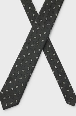 Silk-blend tie with a micro-pattern jacquard, Dark Grey