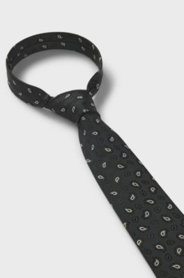 Silk-blend tie with a micro-pattern jacquard, Dark Grey