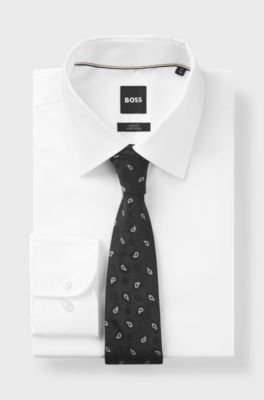 Silk-blend tie with a micro-pattern jacquard, Dark Grey