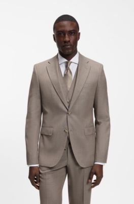 Silk-blend tie with a micro-pattern jacquard, Beige