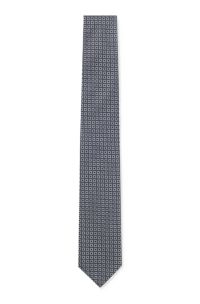 Silk-blend tie with a micro-pattern jacquard, Dark Blue