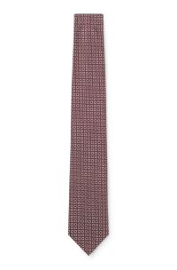 Silk-blend tie with a micro-pattern jacquard, Dark Red