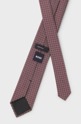 Silk-blend tie with a micro-pattern jacquard, Dark Red