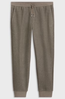 Regular-fit trousers in melange fabric with logo, Light Brown