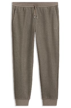 Regular-fit trousers in melange fabric with logo