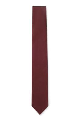 Silk-blend tie with jacquard-woven pattern, Dark Red