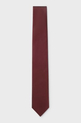 Silk-blend tie with jacquard-woven pattern, Dark Red