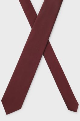 Silk-blend tie with jacquard-woven pattern, Dark Red
