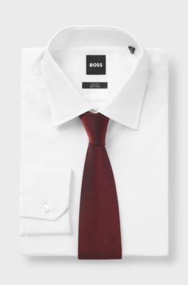 Silk-blend tie with jacquard-woven pattern, Dark Red