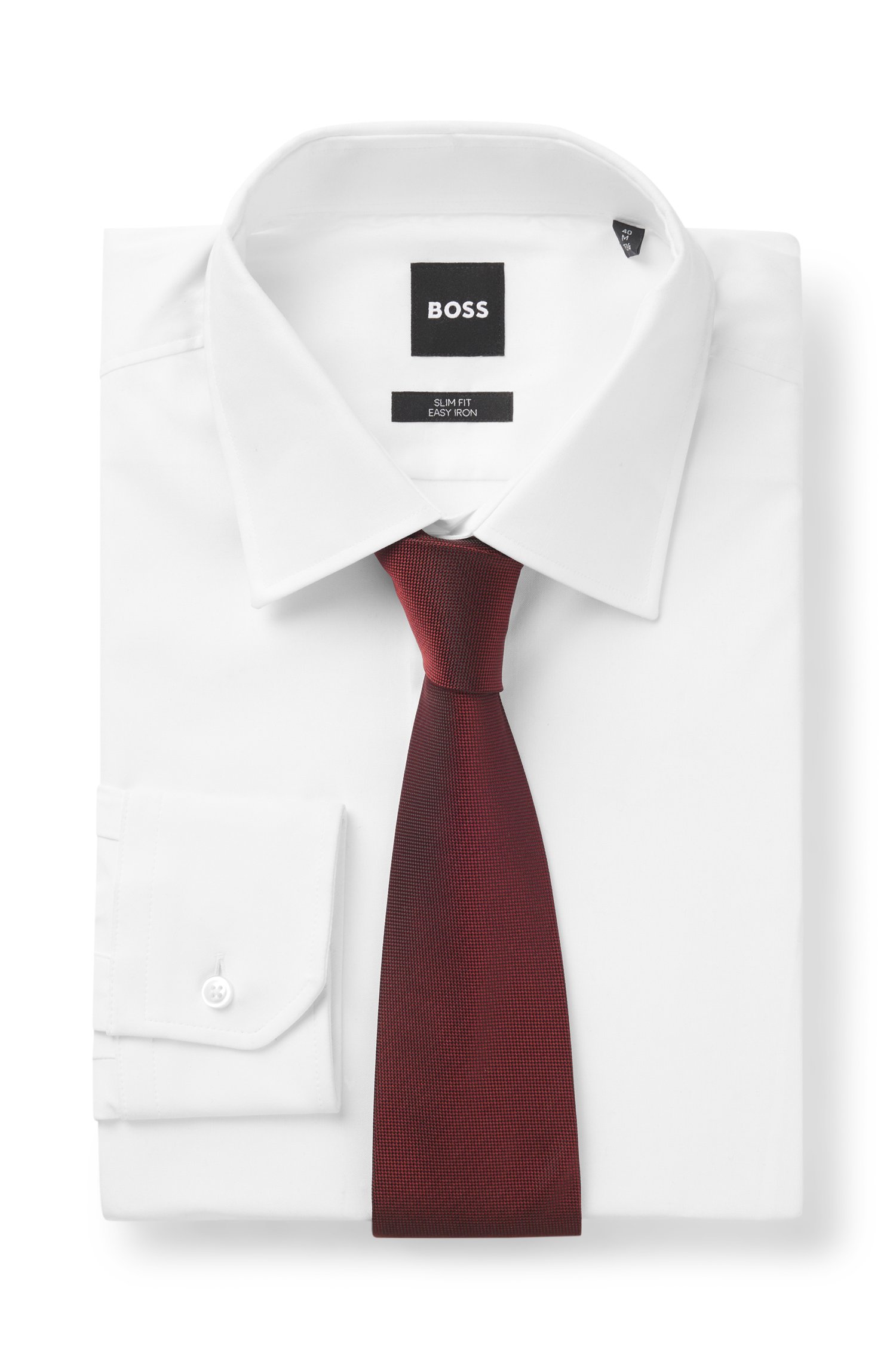 Boss Silk-blend tie with jacquard-woven pattern slipsar herr – bild 2