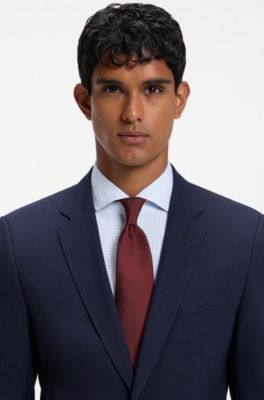 Silk-blend tie with jacquard-woven pattern, Dark Red