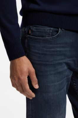 Delaware slim-fit jeans in blue soft-motion denim, Dark Blue