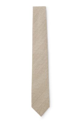 Hand-made jacquard tie in finest Italian silk, Beige