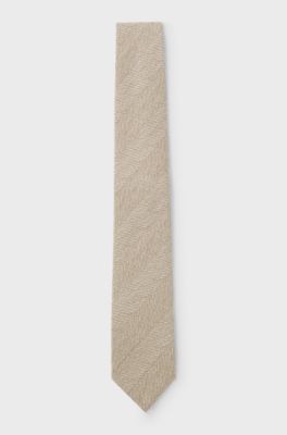 Hand-made jacquard tie in finest Italian silk, Beige