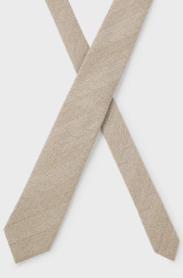 Hand-made jacquard tie in finest Italian silk, Beige