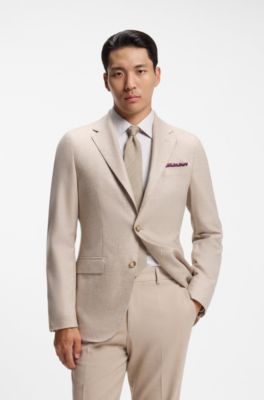 Hand-made jacquard tie in finest Italian silk, Beige