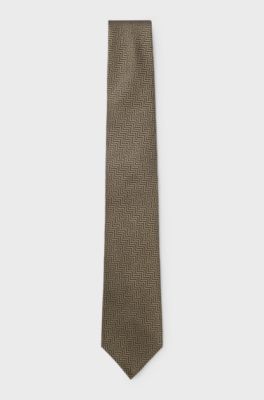 Herringbone jacquard tie in pure Italian silk, Dark Green