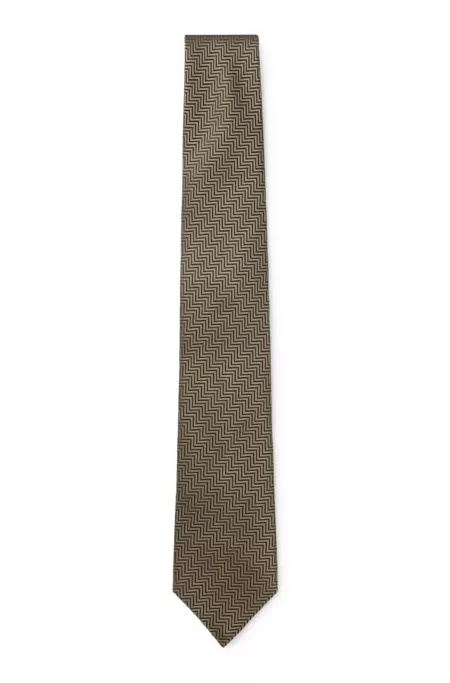 Cravate en jacquard à chevrons de pure soie italienne